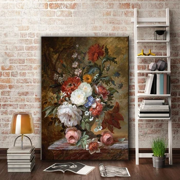 Klasikinio europoje, gėlės, kraštovaizdžio drobės spaudiniai aliejaus tapybai atspausdinta ant drobės namo sienos meno apdailos nuotraukas