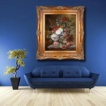 Klasikinio europoje, gėlės, kraštovaizdžio drobės spaudiniai aliejaus tapybai atspausdinta ant drobės namo sienos meno apdailos nuotraukas