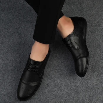 Klasikinio Stiliaus Vyrų Laisvalaikio sneaker Bateliai lauko Mados juoda Dizaineris Vyrų natūralios odos Batai Šviesos Patogiai Butai, batai o5