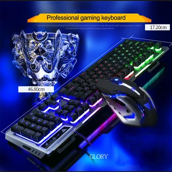 Klaviatūros Ir Pelės anglų RGB LED Šviesos Apšviestas Backlit Gaming Keyboard Mechaninė Panašių Ergonomiškas PC Gamer