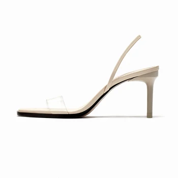 Knsvvli vienas žodis juosta peep toe aukšto kulno batai moterims stiletto aikštėje kojų vasaros skaidrus atgal dirželis mados moterų sandalai