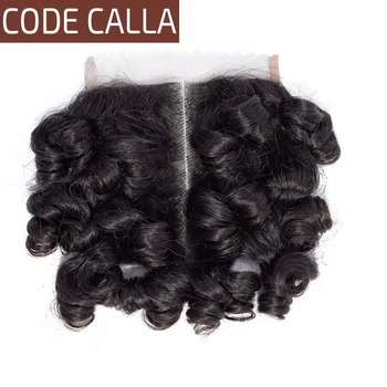 Kodas Calla Purios Garbanotais Plaukais 4*4 Nėrinių Uždarymo Malaizijos Remy Human Hair Prarasti Funmi Garbanotas Vidurį Uždarymo Natūralių Spalvų
