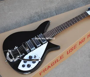 Kokybės elektrinė gitara, juoda Ricken 325 elektrinė gitara, jazz rokeris gali būti pritaikyti, nemokamas pristatymas