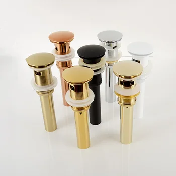 Kokybės Žalvario Vonios Baseino Pop Up Sifonas, Su Perpildymo Dizaino Juoda/Balta/chromuotas/Cirkonio aukso/rose gold/ORB 6 spalvų