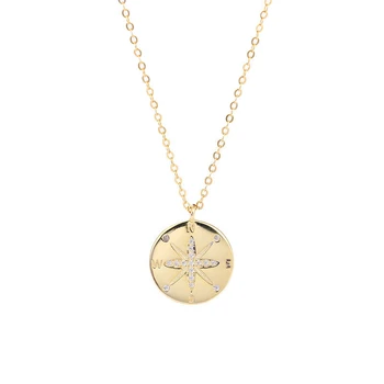 Kompasas Pakabukas 925 Sterling Silve Karoliai Cirkonis Aukso Turas Kūrybos Karoliai Moterų Monetos Fine Jewelry Joyas De Plata 925