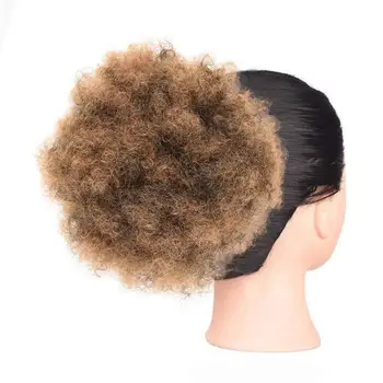 Kong&Li Trumpas Afro Sluoksniuotos Sintetinių Plaukų Bun Chignon Hairpiece Moterų Raišteliu Plaukai Surišti Į Uodegą Keistą Garbanotas Šukuosena Įrašą Plaukų Priauginimas