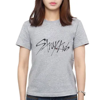 Korėjiečių Drabužius Trumpomis Rankovėmis Marškinėliai Moterims Estetinės Straykids Letter Spausdinimo Mados Plius Dydis Moterų Benamių Vaikų Marškinėliai, Femme