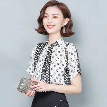 Korėjos Šifono Moterims Palaidinės Moteris Polka Dot Palaidinė Marškinėliai Moterims Spausdinti Palaidinė Top Plius Dydis Blusas Mujer De Moda 2020 Ponios Viršūnės