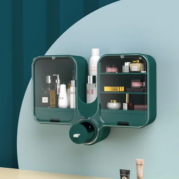 Kosmetikos laikymo dėžutė sieniniai tipas perforuoti-nemokama apsauga nuo dulkių namų didelės talpos tualetas, vonios sienos lentynos