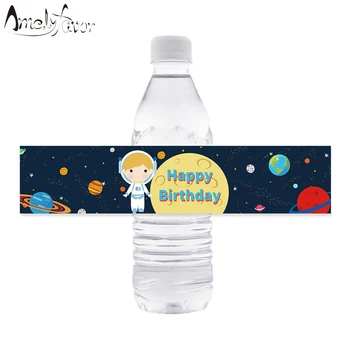 Kosmoso Astronautas Berniukas Šalies Vandens Butelio Etiketės Gimtadienio Dekoracijas Vaikų Šalis Tiekia Asmeninį Vandens Butelis Wrapper