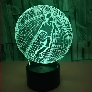 Krepšinio Modelio LED 3D Lempos Remote Touch Perjungti USB Naktį, šviesos, Spalvingą Nuotaiką Lentelė Dekoratyvinis Berniukams, Vaikams Dovanos