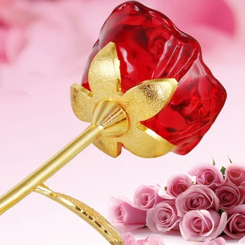 Krištolo Stiklo Rožių Gėlių Figūrėlės Amatų Romantiška Vestuvių, Valentino Diena, džiaugtis ir dovanos Ornamentu Namų Dekoro Priedai
