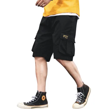 Krovinių Šortai Vyrams Kišenėje Poilsiu Trumpos Kelnės 2019 M. Vasarą Hip-Hop Streetwear Vyrų Tatical Atsitiktinis Baggy Kelnės Juoda Raudona GM61