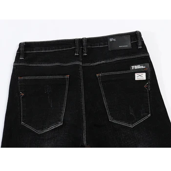 KSTUN Džinsai Vyrams, Garsaus Prekės ženklo Black Jeans Žiemos Ruožas Verslo Atsitiktinis Vyrų Slim Fit Straight Klasikinės Kelnės Aukštos Kokybės