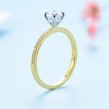 Kuololit Nekilnojamojo 10K Geltonos aukso Gamtos Moissanite Žiedai Moterims VVS D spalva Solitaire nustatyti žiedas jubiliejų, vestuvių pažadas