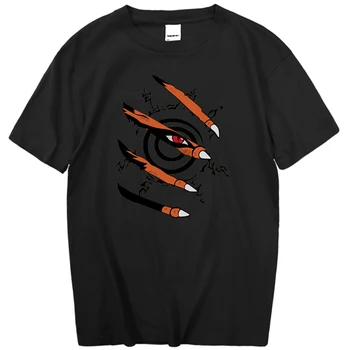 Kurama Spausdinimo T Shirts Japonų Anime Naruto T Marškinėliai Vyrams Hip-Hop Vasara Žmogus Marškinėliai Mados Prekinių Ženklų, T Marškiniai Medvilnė Streetwear