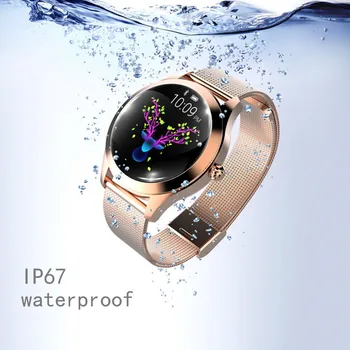 KW10 Moterų Smart Žiūrėti Lady Fitness Apyrankę Smartwatch Laikrodį IP68 Vandeniui Širdies ritmo Monitorius 