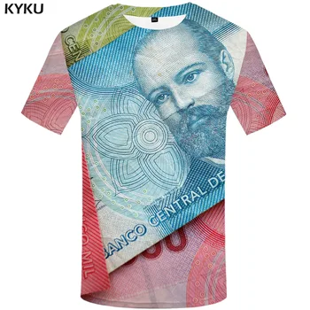 KYKU Pinigus, T-shirt Vyrai Vintage marškinėliai 3d Geometrinis Tshirts Atsitiktinis Čilė Shirt Spausdinti Harajuku Anime Drabužius trumpomis Rankovėmis