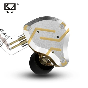 KZ ZS10 Pro Gold Ausines 4BA+1DD Hibridas 10 Vairuotojai HIFI Bass Ausinių Ausų Stebėti, Ausinės, Triukšmo Panaikinimo Metalo laisvų Rankų įranga