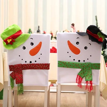 Kėdžių dangose Kalėdų Dekoro Vakarienė biuro, virtuvės Kėdės Apima Santa sniego Kepurę Kalėdos Bžūp Rinkiniai, Kalėdinės Dekoracijos namams