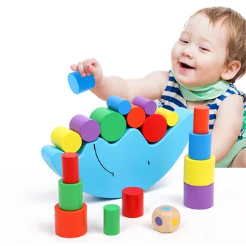 Kūdikio Sūpynės Mėnulis Žaislas Medinių Blokų Pastato Bendrosios Saugos Spalvinga Balansas Žaidimai Vaikams Anksti Švietimo Žaislai Vaikams Montessori