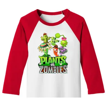 Kūdikis, Berniukas, ilgomis Rankovėmis Tshirts Augalai VS Zombies Sodo Karo Pavasarį, Rudenį, PVZ T-marškinėliai Mergaitėms Retro Vintage Viršūnes Paaugliams