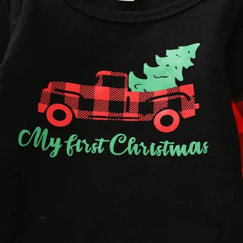 Kūdikis, Berniukas, Mergaitė, 0-18M Naujagimis Pirmą Kalėdų spausdinti Drabužius Romper Kelnės Skrybėlę Apranga Rinkinys