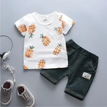 Kūdikių berniukų vasaros drabužių nustatyti bamblys mados medvilnės marškinėliai+šortai 2vnt kūdikiams, vaikiška tracksuit vaikams komplektus bebes drabužiai