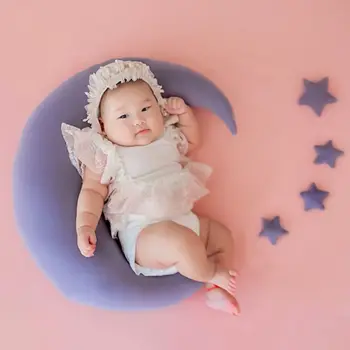 Kūdikių Kepurę Kelia Pupelės Mėnulis Pagalvę Žvaigždžių Rinkinys Naujagimiui Fotografijos Rekvizitai Kūdikių Nuotraukų Fotografavimo Priedai