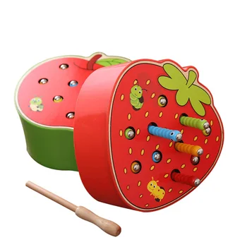 Kūdikių Švietimas Vaikams, Mediniai Modelis Žaislai Sugauti Vabzdžių Žaidimas Kirminas 3D Galvosūkiai, Dėlionės Vaisių, Daržovių Mokymosi Magnetinė Dėlionė
