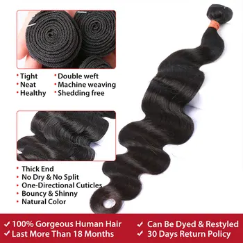 Kūno Bangų Paketų Brazilijos Mergelių Plaukų Pynimas Ryšulių Žmogaus Plaukų Pratęsimo Juoda Moterims 30 Colių 3 4 Pluoštas Žmogaus Plaukų Ryšuliai