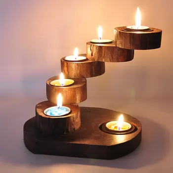 Kūrybinė asmenybė rankų darbo medinės žvakidės/ Pietryčių Azijoje medienos ilgo stalo Žvakidė/ daugiasluoksnės Žvakidė