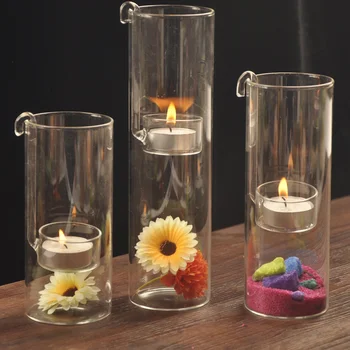Kūrybinės Europos-pagaminti romantiška skaidraus stiklo cilindro naftos lempos vestuvių dekoravimo, dovanų, vietoj žvakių laikiklis namuose