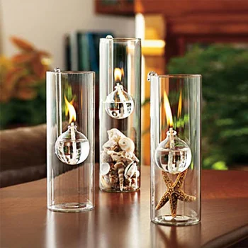 Kūrybinės Europos-pagaminti romantiška skaidraus stiklo cilindro naftos lempos vestuvių dekoravimo, dovanų, vietoj žvakių laikiklis namuose