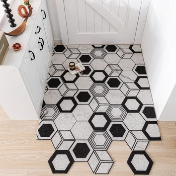Kūrybos geometrijos Šešiakampe prieškambaryje kiliminė danga, PVC vielos kilpa kilimėlis INS Durų kilimėlis kambarį grindų kilimėlis vonios kambarys, neslidžia kilimas