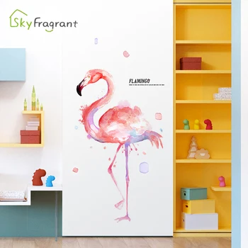 Kūrybos ins flamingo siena lipdukas mergaitė kambarį apdailos miegamasis dekoro, sienų dekoras namuose lipnios etiketės namo apdaila