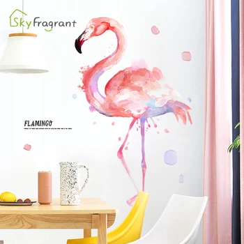 Kūrybos ins flamingo siena lipdukas mergaitė kambarį apdailos miegamasis dekoro, sienų dekoras namuose lipnios etiketės namo apdaila
