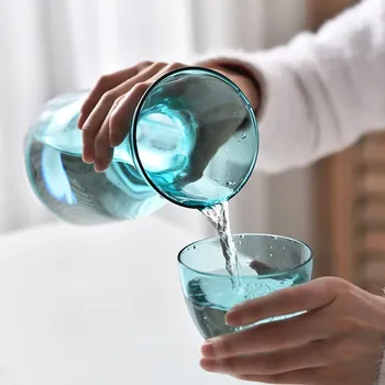 Kūrybos Stiklo Vandens Butelių Rinkinys Su Taurės Karščiui Atsparaus Sulčių, Gėrimų, Gėlių Arbata Ąsočiai Namų Biuro Kavos Baras Drinkware Tiekėjas