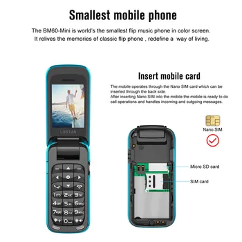 L8star BM60 Mini Flip Mobiliojo Telefono SIM+TF Kortelę MP3 Magija Balso keitikliu, 