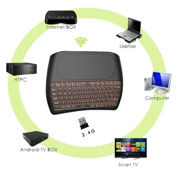L8STAR D8-S 2.4 G RGB Belaidė klaviatūra su Touchpad Apšvietimu Skristi Oro Mouse USB Nuotolinio valdymo Nešiojamas Mini KOMPIUTERIS Android TV BOX
