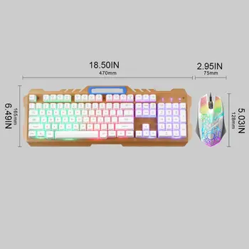 Laidinio Žaidimų Klaviatūra, Pelė Combo Rinkinys, spalvotu LED Apšvietimu Stalinis Kompiuteris Žaidimų Keyboad Apšviesta Nešiojamas Žaidimų Pelės