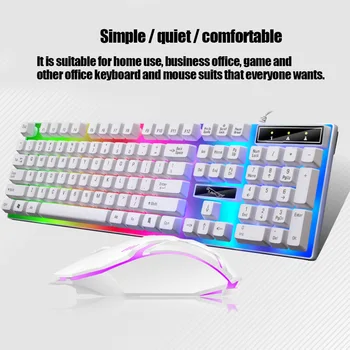 Laidinio Žaidimų Klaviatūros ir Pelės Rinkinys, spalvotu LED Apšvietimu USB Žaidimų Klaviatūra, Pelė, Nešiojamas PC Žaidėjai NK-Pirkiniai