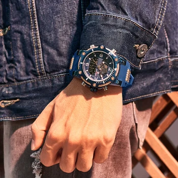Laikrodžiai Vyrams Prabangių Elektroninių Žiūrėti Vyrų Kvarciniai Laikrodžiai Vandeniui atsparus Smūgiams Guminis Dirželis vyriški Sportiniai Laikrodis relojes para hombre