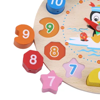 Laikrodžio Formos Galvosūkiai Animacinių Filmų Gyvūnų Spausdinti Montessori Žaislai Duobute Dėlionės Daugiafunkcį Mediniai Galvosūkiai Vaikams Mokomieji Žaislai