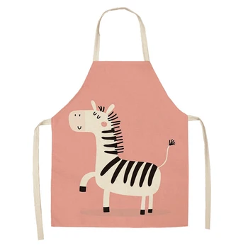 Laimingas Zebra Prijuostės Suaugusiųjų Animacinių Filmų Medvilnės Prijuostė Namuose Virimo Kepimo Kavos Parduotuvė Valymo Prijuostės Virtuvės Reikmenys