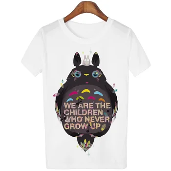 Laisvalaikio T-shirt Moterims Marškinėliai Harajuku Totoro Spausdinti Camisetas Mujer Viršūnių o-kaklo marškinėlius Mielas Tees Femme