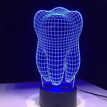 Laivas iš JAV Dantų 3D LED Nakties Šviesos Akrilo Spalvinga, Vaikams, Kūdikių Miegamasis USB Stalo Lempa Cool Lempos kaip dovana odontologas