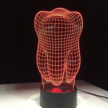 Laivas iš JAV Dantų 3D LED Nakties Šviesos Akrilo Spalvinga, Vaikams, Kūdikių Miegamasis USB Stalo Lempa Cool Lempos kaip dovana odontologas