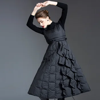 LANMREM juoda sutirštės rankovių užtrauktukas ilgas elegantiškas mados 2021 naujas blyksnius juosmens tinka medvilnės drabužius, žiemą šilta suknelė 2A980