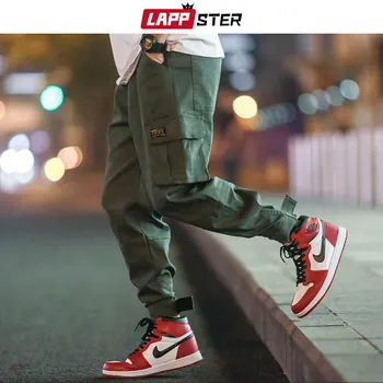 LAPPSTER Japonijos Streetwear Kišenės Krovinių Kelnės Vyrams 2020 M. darbo drabužiai Mens Hip-Hop Poilsiu Kelnes Vyrų Ankel-lengthe Sweaptpants 5XL